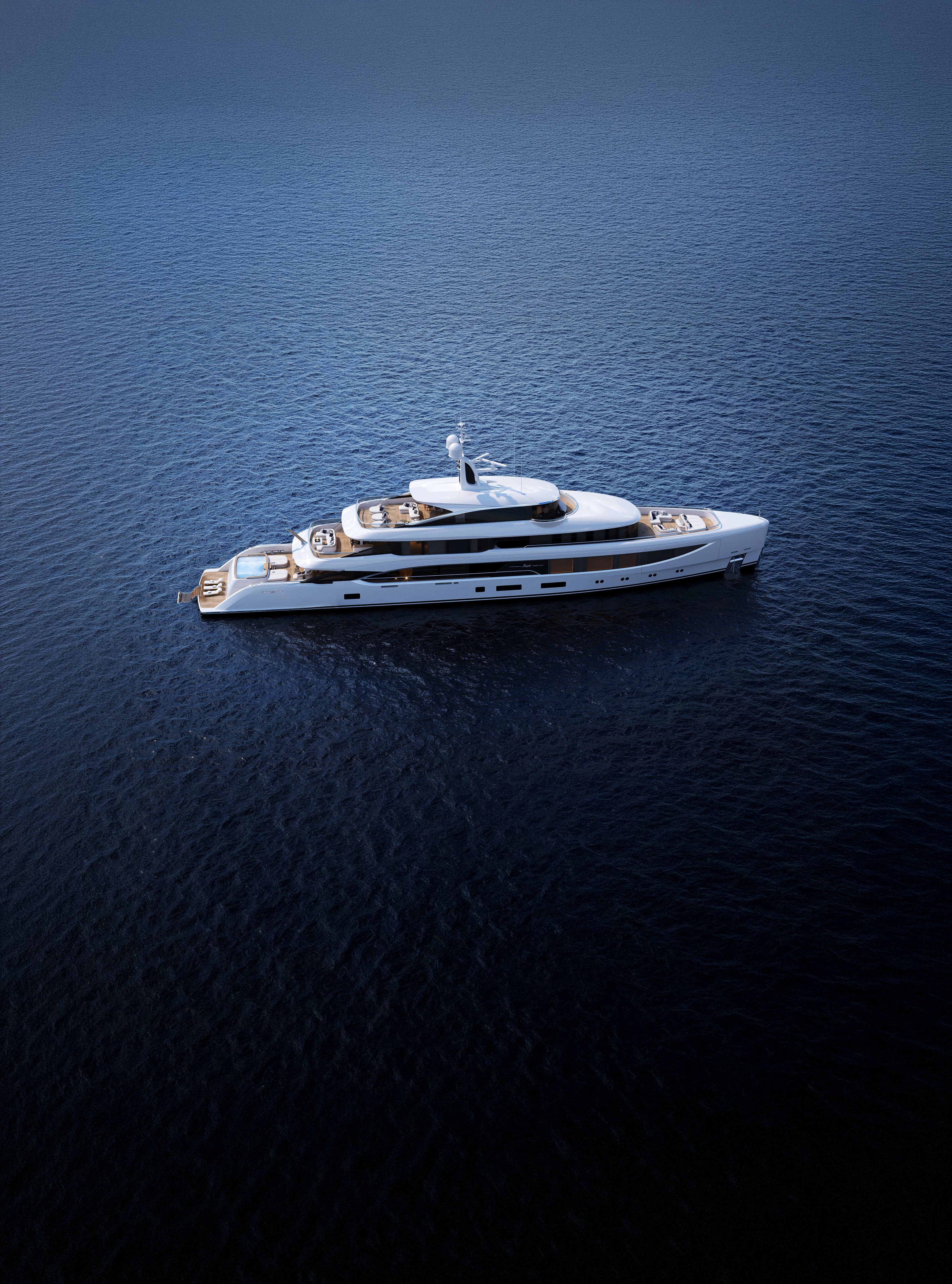White motor yacht on open water